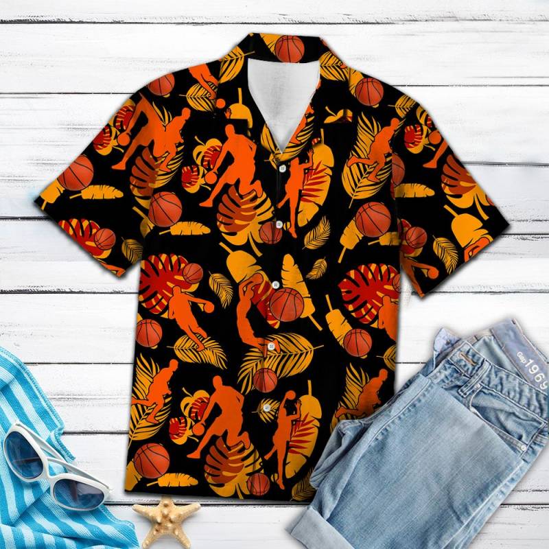 Basketball Orange Flower Pattern Hawaii Shirt Ha67762