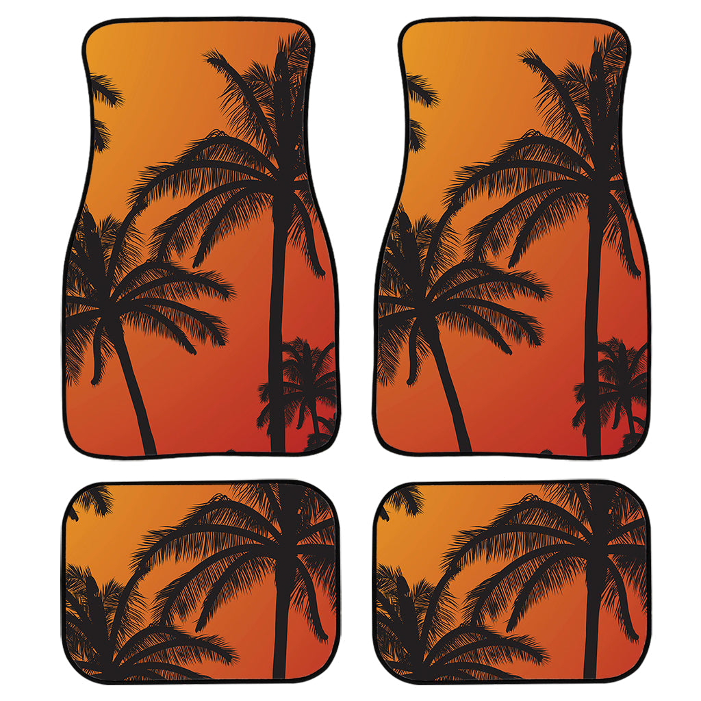 Tropical Palm Tree Sunset Print Front And Back Car Floor Mats, Front Car Mat