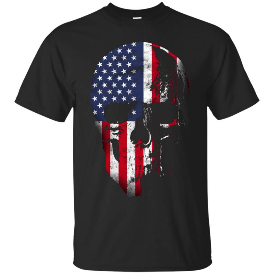 AGR American Flag Skull Patriotic 4th of July T-Shirt