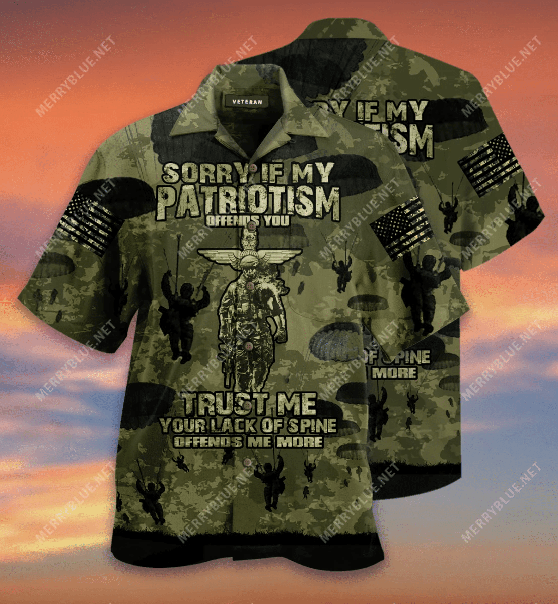 Parachute Soldier Sorry If My Patriotism Camo Hawaii Aloha Shirts V Ha92094