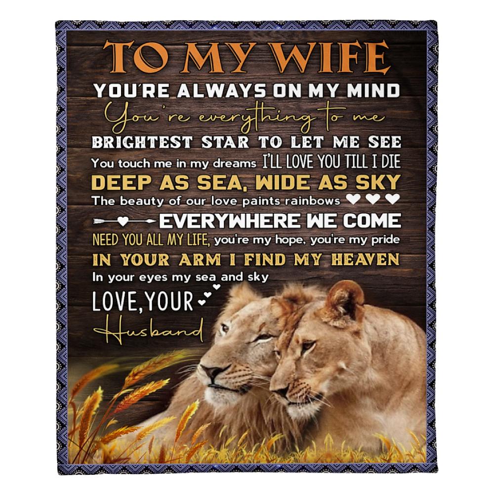 To My Wife Love You Till I Die Lion Fleece Blanket Family Gift Home Decor Bedding Couch Sofa Soft And Comfy Cozy