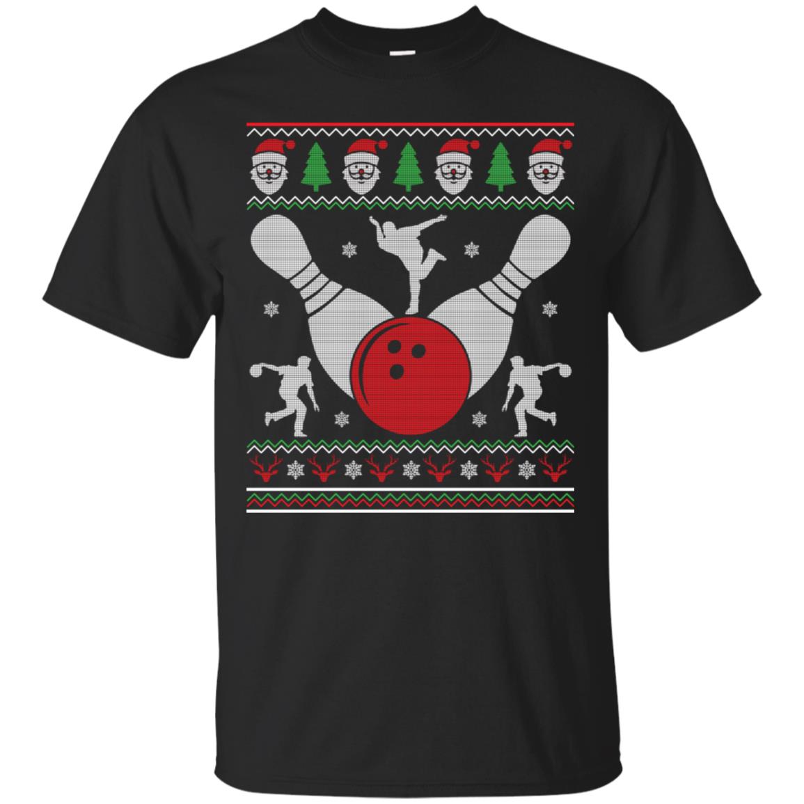 Ugly Sweater Snow Playing Bowling Picture Santa Xmas Shirt