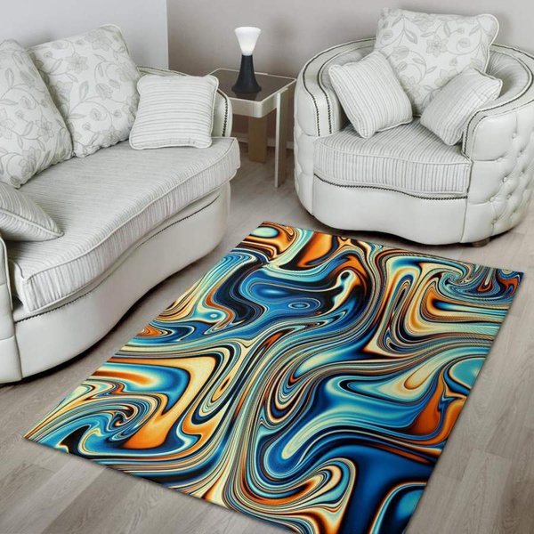 Abstract Wavy Psychedelic Area Rug