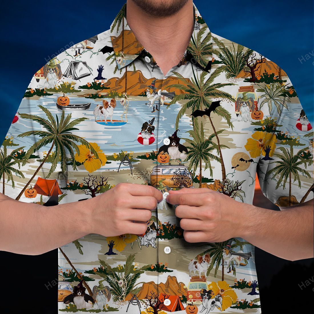 Papillon Hawaii Shirt Halloween Camping Retro Ha103983