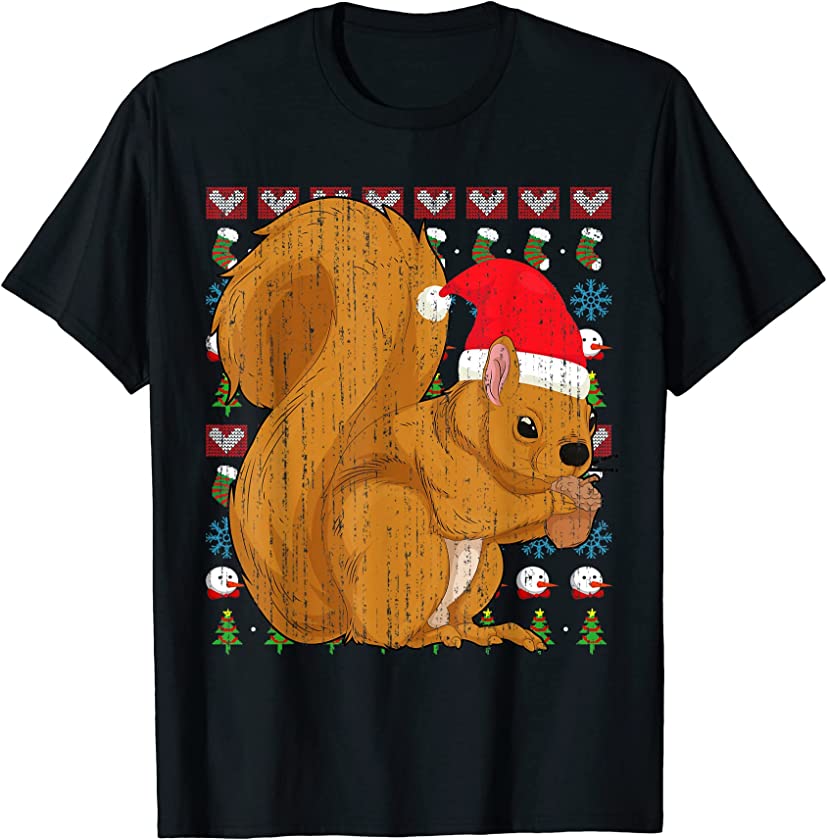 Ugly Christmas Forest Animal Lover Merry Xmas Squirrel T-Shirt