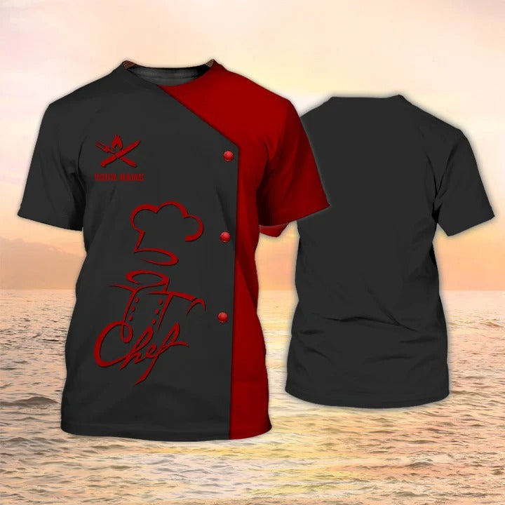 Chef Apparel Chef Wear Chef Clothing For Restaurants Custom Chef Tshirt Black & Red