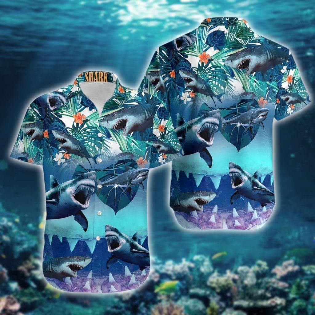 Hawaii Aloha Shirts Shark Tropical Hawaii Shirt For Hawaii Ha49386