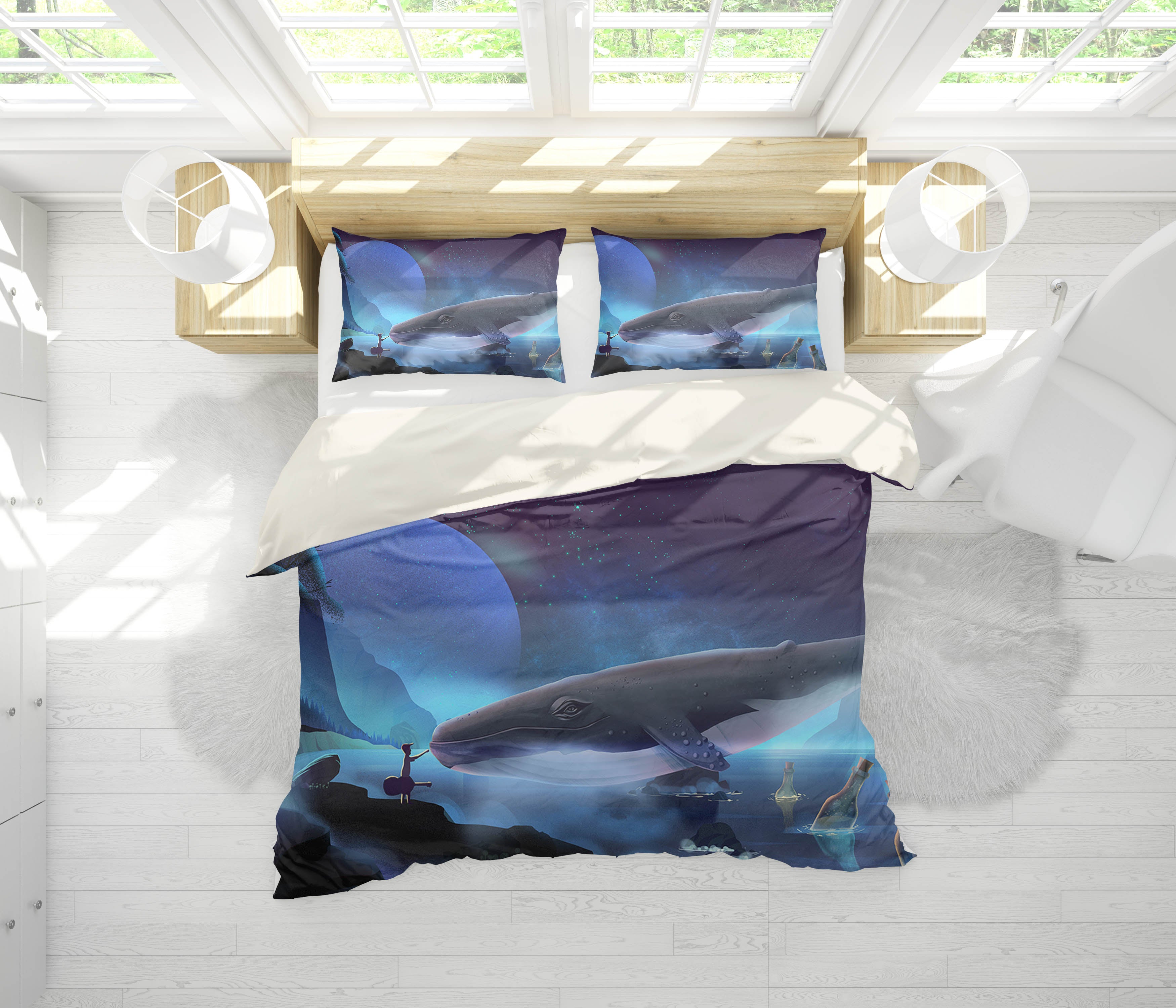 3D Fairy Tale Whale Quilt Cover Set Bedding Set Pillowcases 145