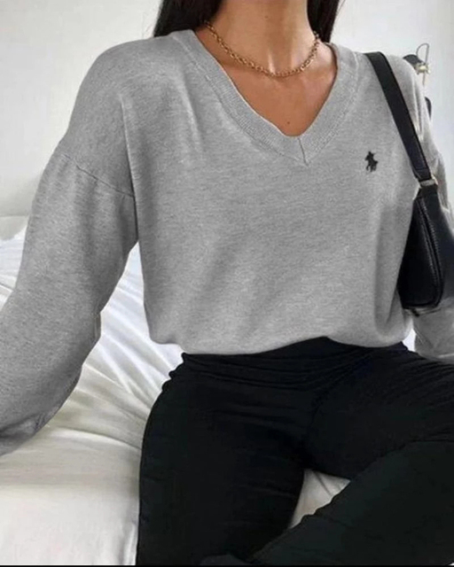 Women’s Sweater New Autumn V-Neck Long Sleeve Sweaters for Women Elegant Office Lady Pullover Tops Casual Loose Sweater 2021 alx