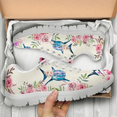 Shark Flower Watercolor Sneakers Shoes