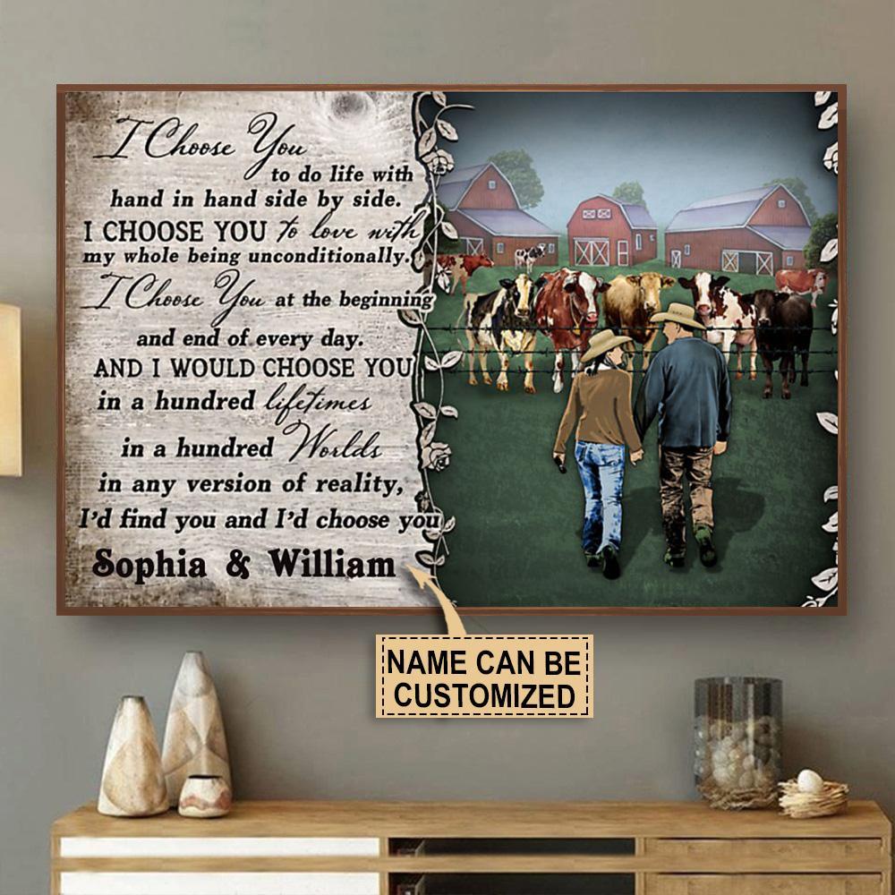 Aeticon Gifts Personalized Cattle I Choose You Canvas Mom Dad Gift Home Decor