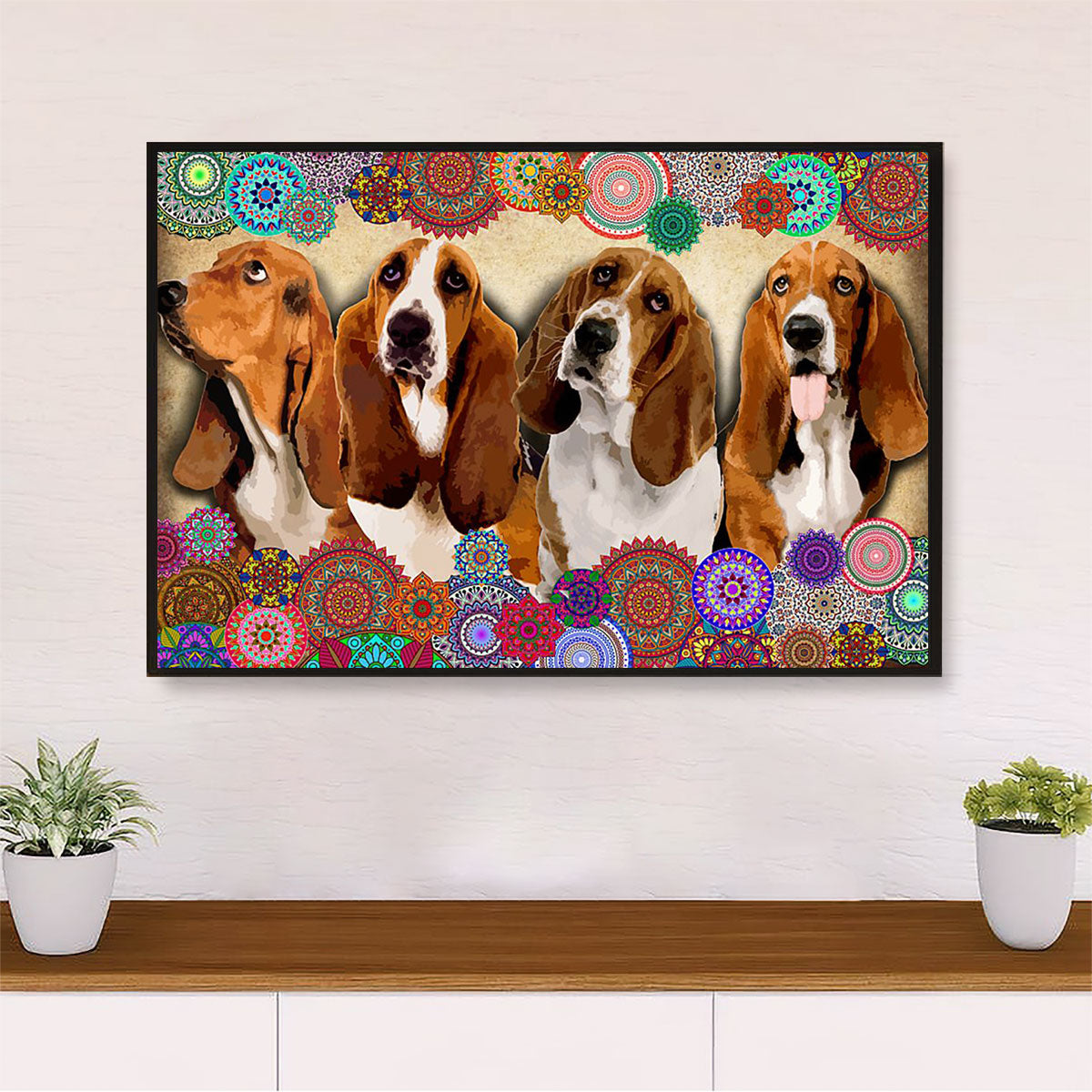 Basset Hound Canvas Wall Art | Cute Dogs | Home Décor Gift For Miniature Puppies Lover