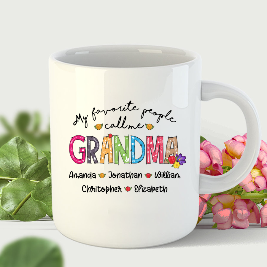 My Favorite People Call Me Grandma Art Kid Names Mug