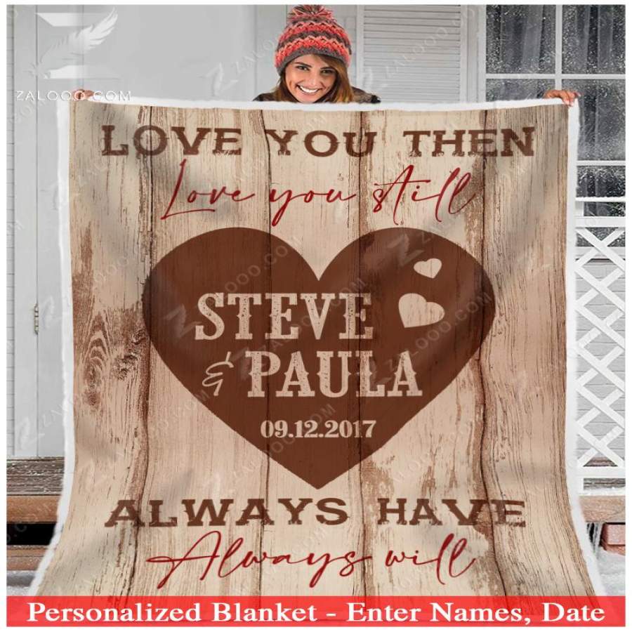 Zalooo – Customized Names & Date Fleece Blanket – Love You Then