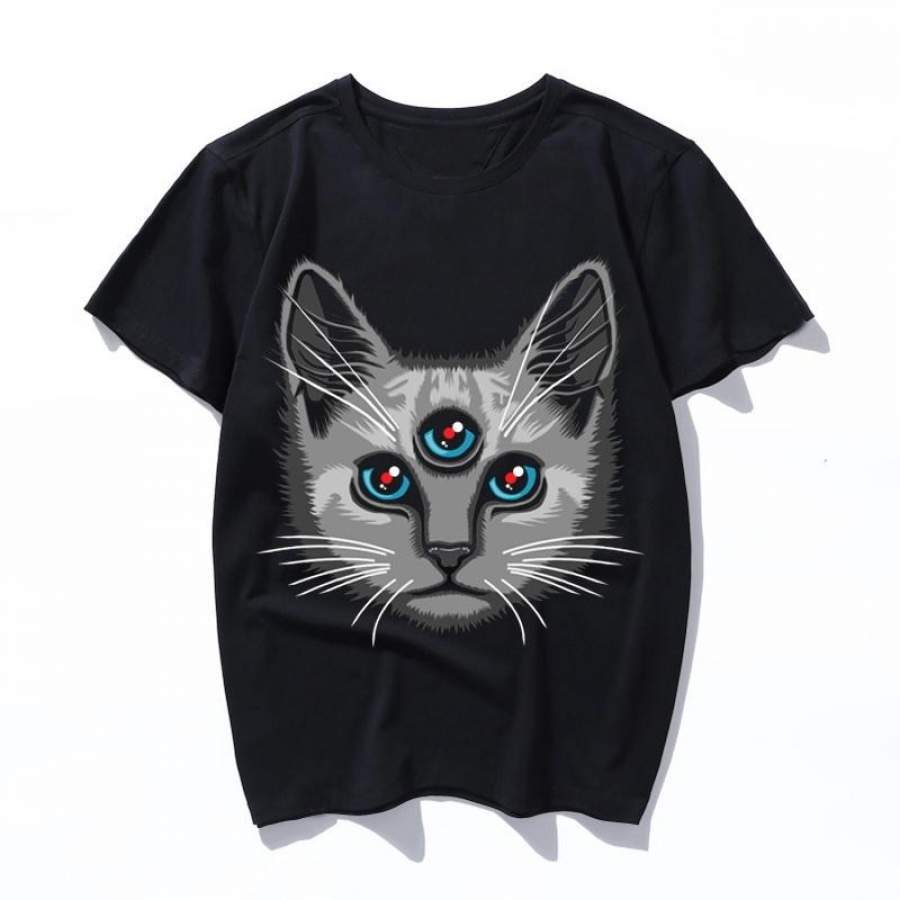 shaman cat Korean Kpop Tops Female T-shirt Ulzzang Streetwear 80s Funny Shirt 90s Vintage Printed Tshirt Women men