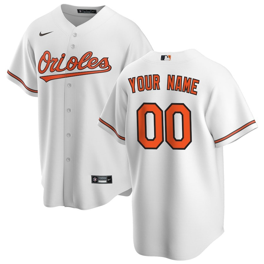 Baltimore Orioles Home Custom Men Jersey – White