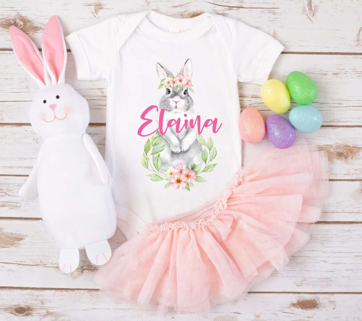 Toddler Easter Shirt for Kids, Custom Name Shirt For Girls, Easter Bunny Shirt, Easter Basket Gift, Monogram Easter Shirt, Name Shirt Tee