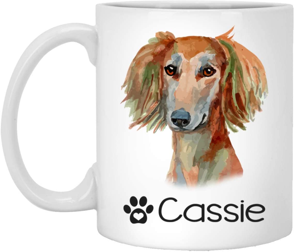 Personalized Saluki Dog Mug – Pet Owner Gifts For Women – Gifts For Dog Lover – Saluki Mom Dad Mugs – Dog Cups 15Oz