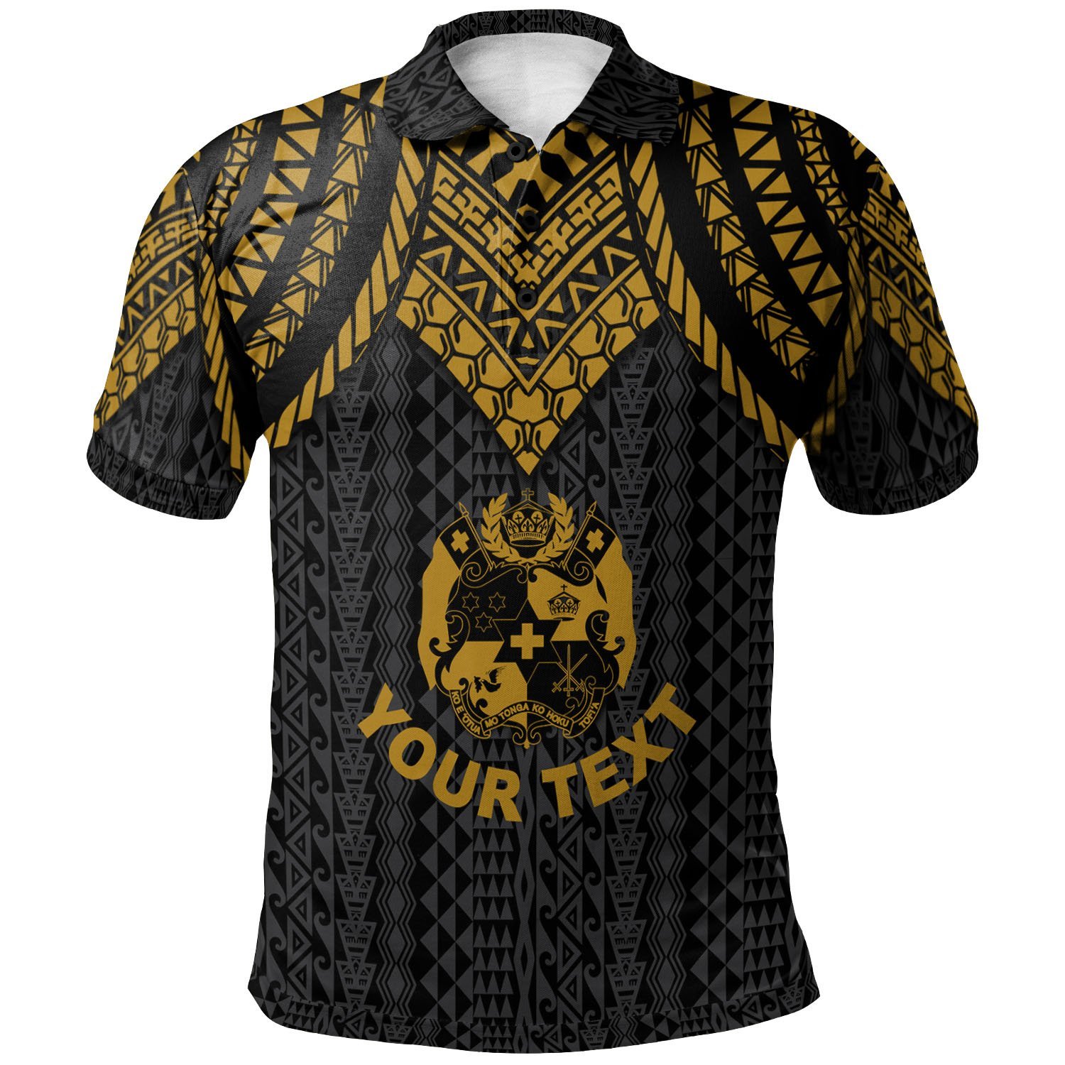 Tonga Custom Personalised Polo Shirt – Polynesian Armor Style Gold – BN39