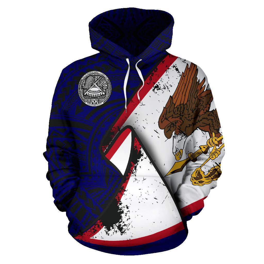 American Samoa Pullover Hoodie – American Samoa Seal Flag Grunge Special – Pacific Print Hoodie