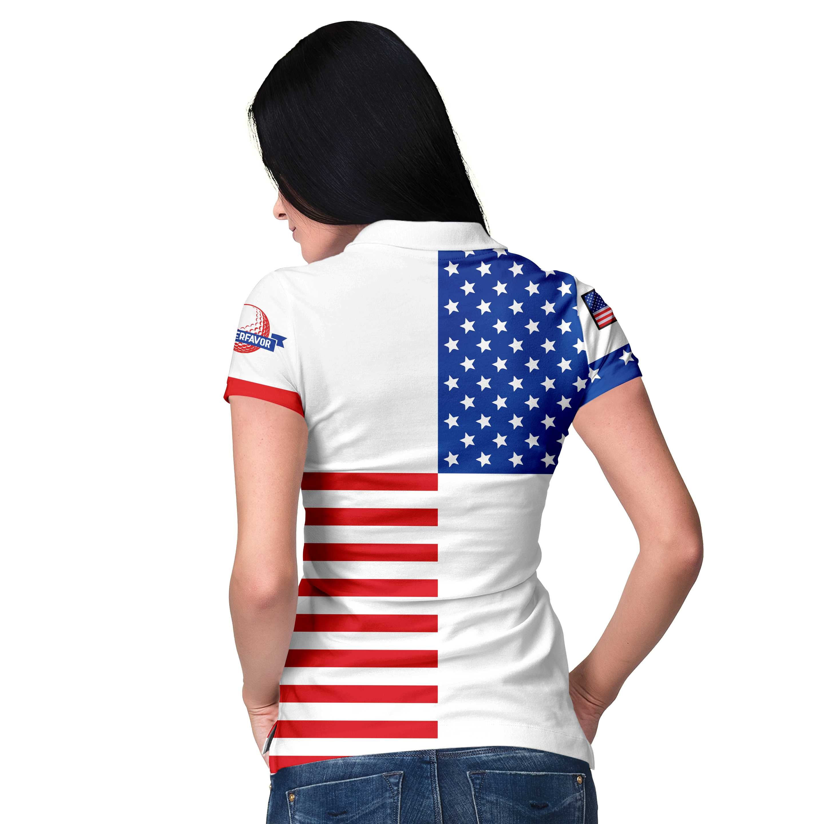 American Flag Golf V2 Short Sleeve Women Polo Shirt, Patriotic Golf Shirt For Ladies, Unique Golf Gift For Girls Coolspod