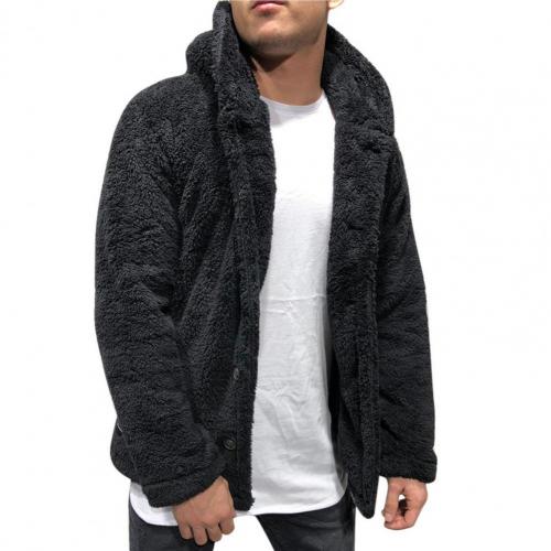 Coat Fluffy Fleece Thick Warm Windbreaker Jacket Long Sleeve Hooded Coat Plush Buttons Closure Thicken Warm Men Coat Outerwear alx