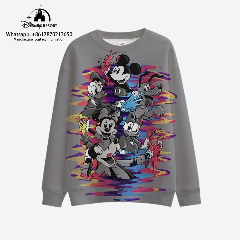 Spring and Autumn New Streetwear Disney Brand Mickey and Minnie Cartoon Children’s Fashion Casual Men’s and Women’s Sweater Y2K alx