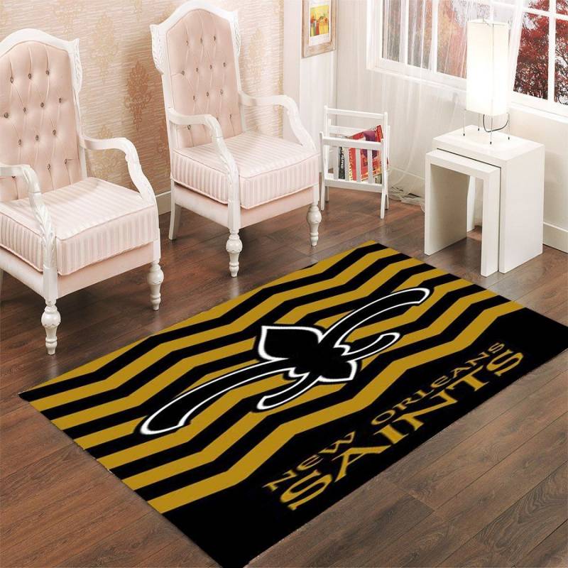 NEW ORLEANS SAINTS CHEVRON LIVING ROOM CARPET RUGS