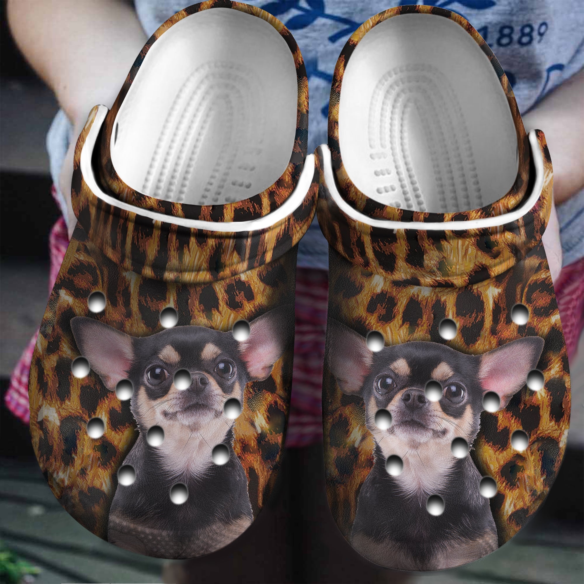 Chihuahua Dog Leopard Pattern Custom Crocs Shoes Birthday Gift – Family Halloween Shoes Croc Gift – Cr-Drn017