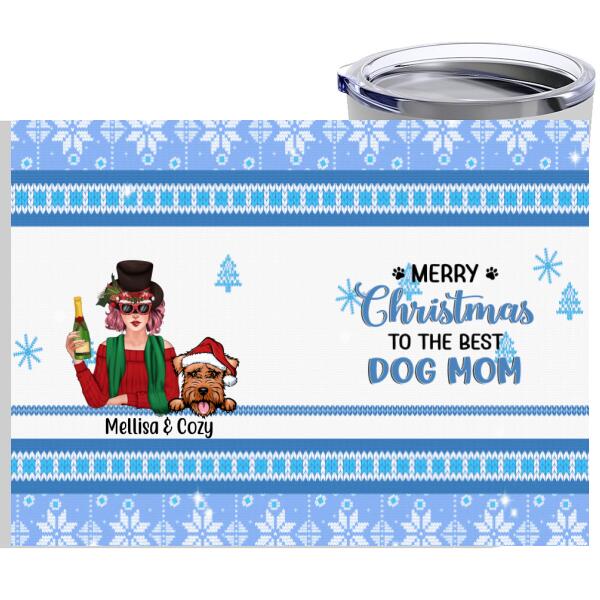 Personalized Tumbler, Merry Christmas To The Best Dog Mom, Christmas Gift For Dog Lovers, Dog Mom