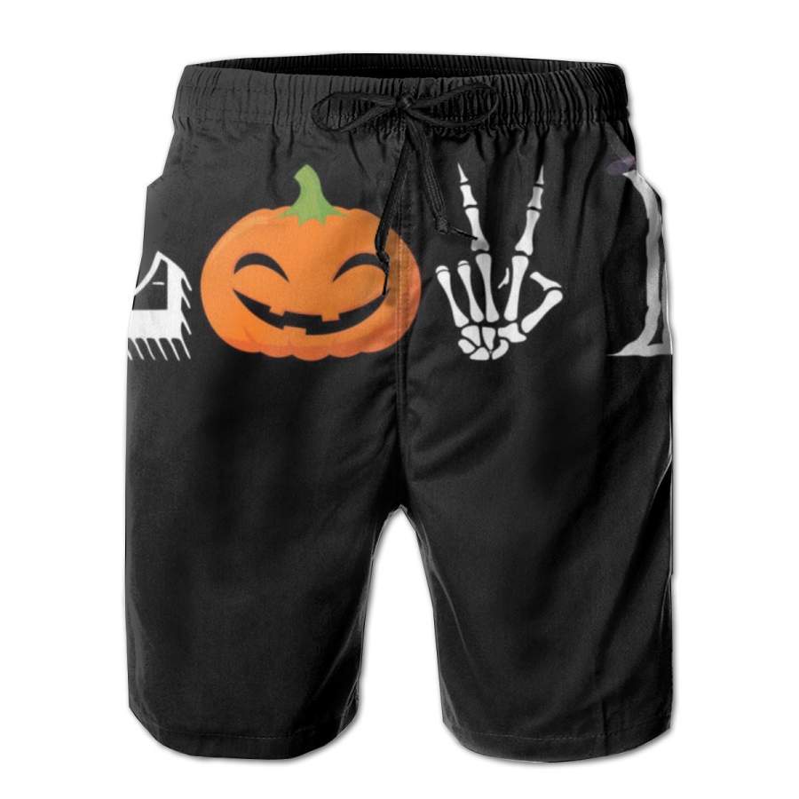 2 Pack Love Halloween Horizontal Poster Men Swim Trunks Drawstring Elastic Waist Quick Dry Beach Shorts with Mesh Lining Swimwear Bathing Suits