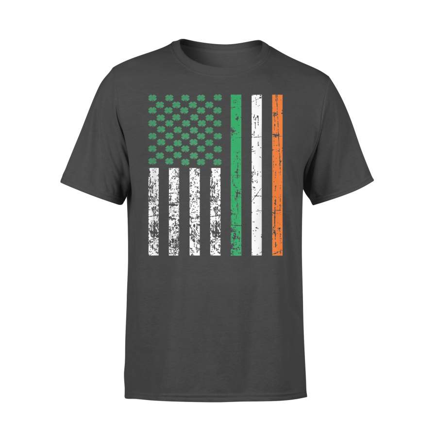 St. Patricks Day Vintage USA Flag Irish Flag Lucky Shamrock T-Shirt – Standard T-shirt