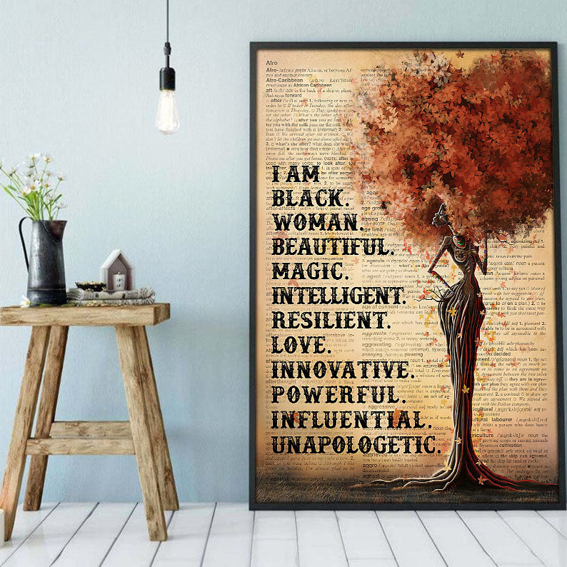 Black African Custom Canvas Colorful Black Power Poster Art Print Empowered Women African Man Artistic Ready To Hang Canvas Wall Art