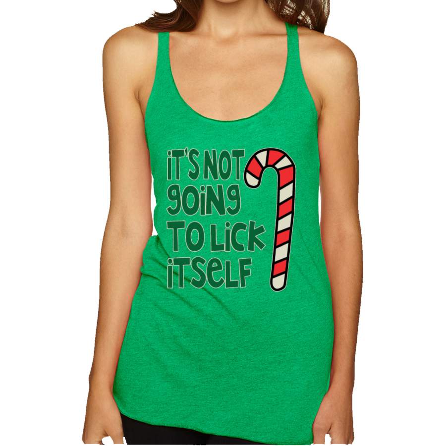 Candy Cane Not Going to Lick Itself Christmas Tri-Blend Racerback Tank Top