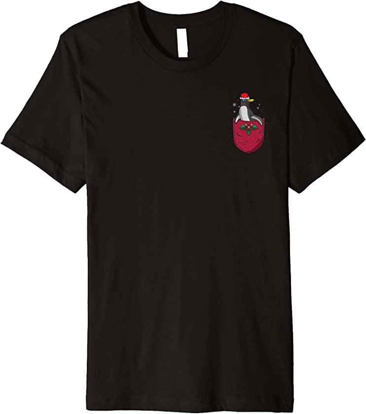 Christmas Zoo Animal Bird Merry Xmas Cute Pocket Penguin Premium T-Shirt