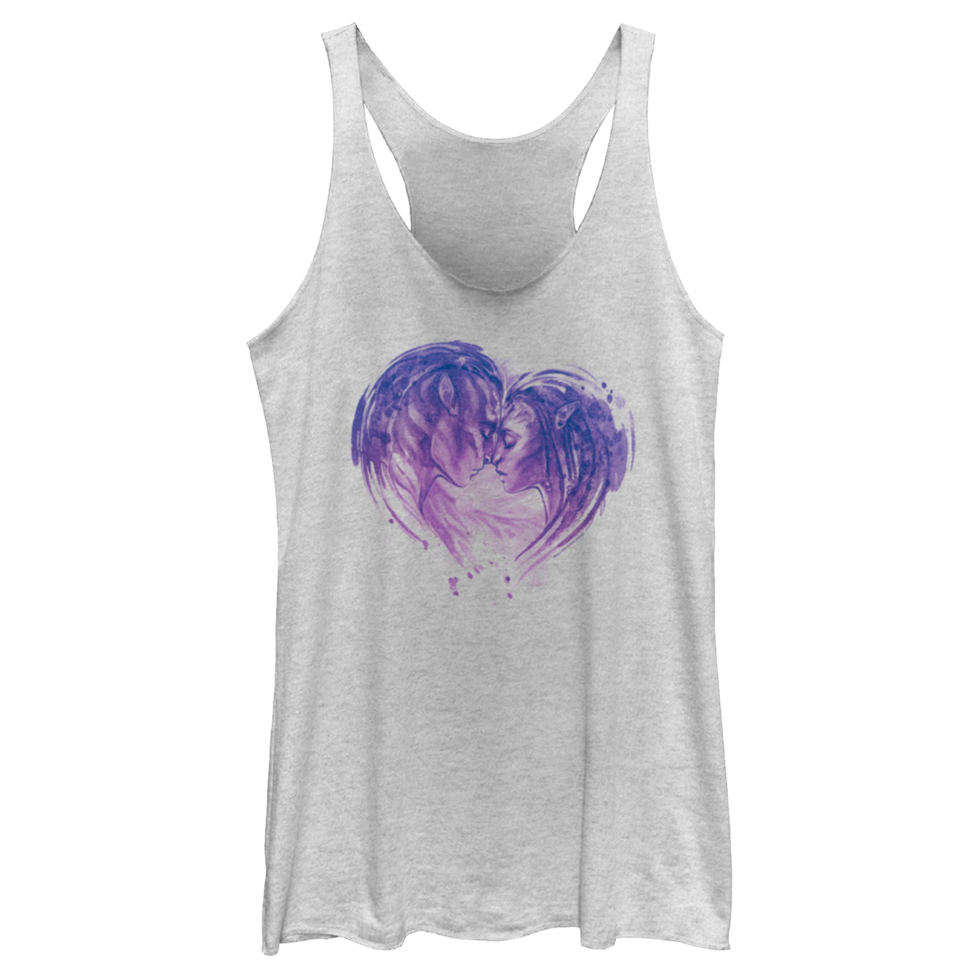 Women’S Avatar: The Way Of Water Neytiri And Jake Sully Watercolor Heart Racerback Tank Top