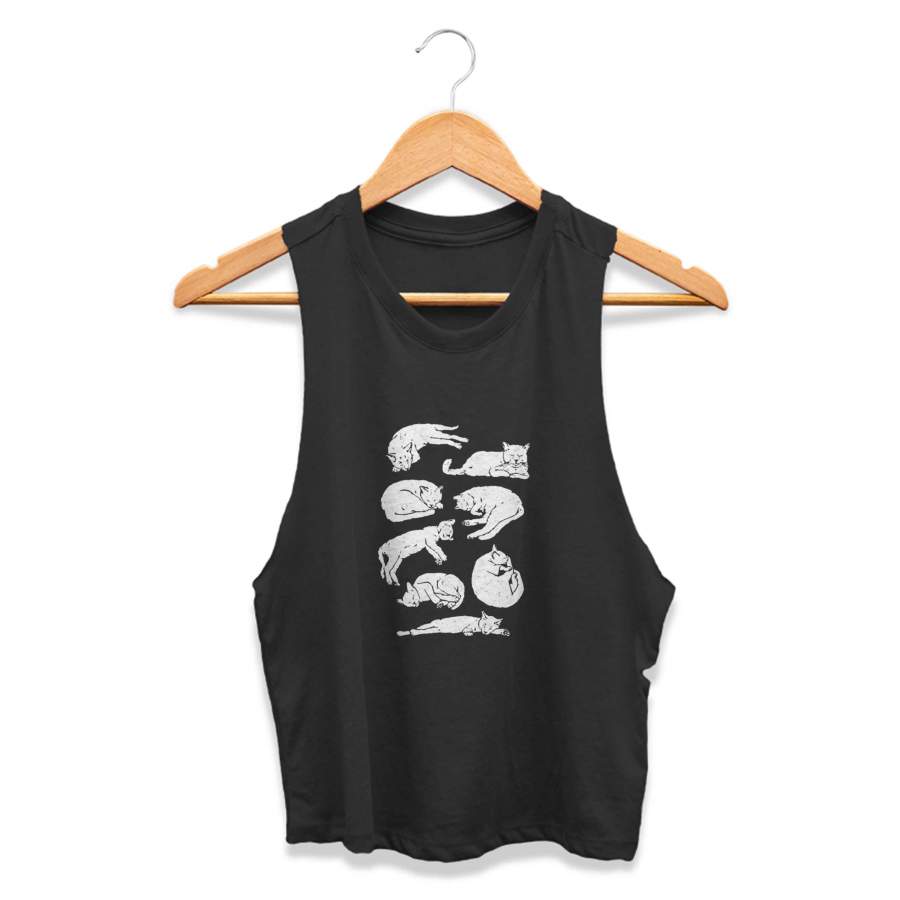 Cute Kittens And Cats Sleeping Weareyawn Typography CPY Womans Crop Tanktop Tee