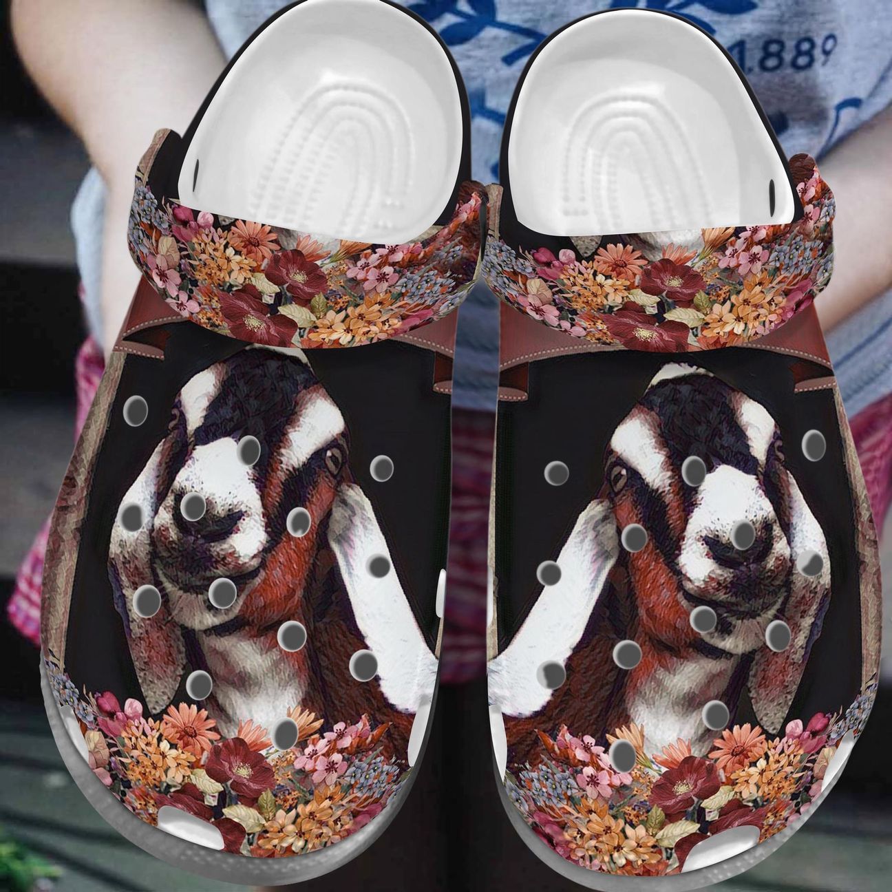 Goat Lovely Personalize Clog, Custom Name, Text, Fashion Style For Women, Men, Kid, Print 3D Whitesole