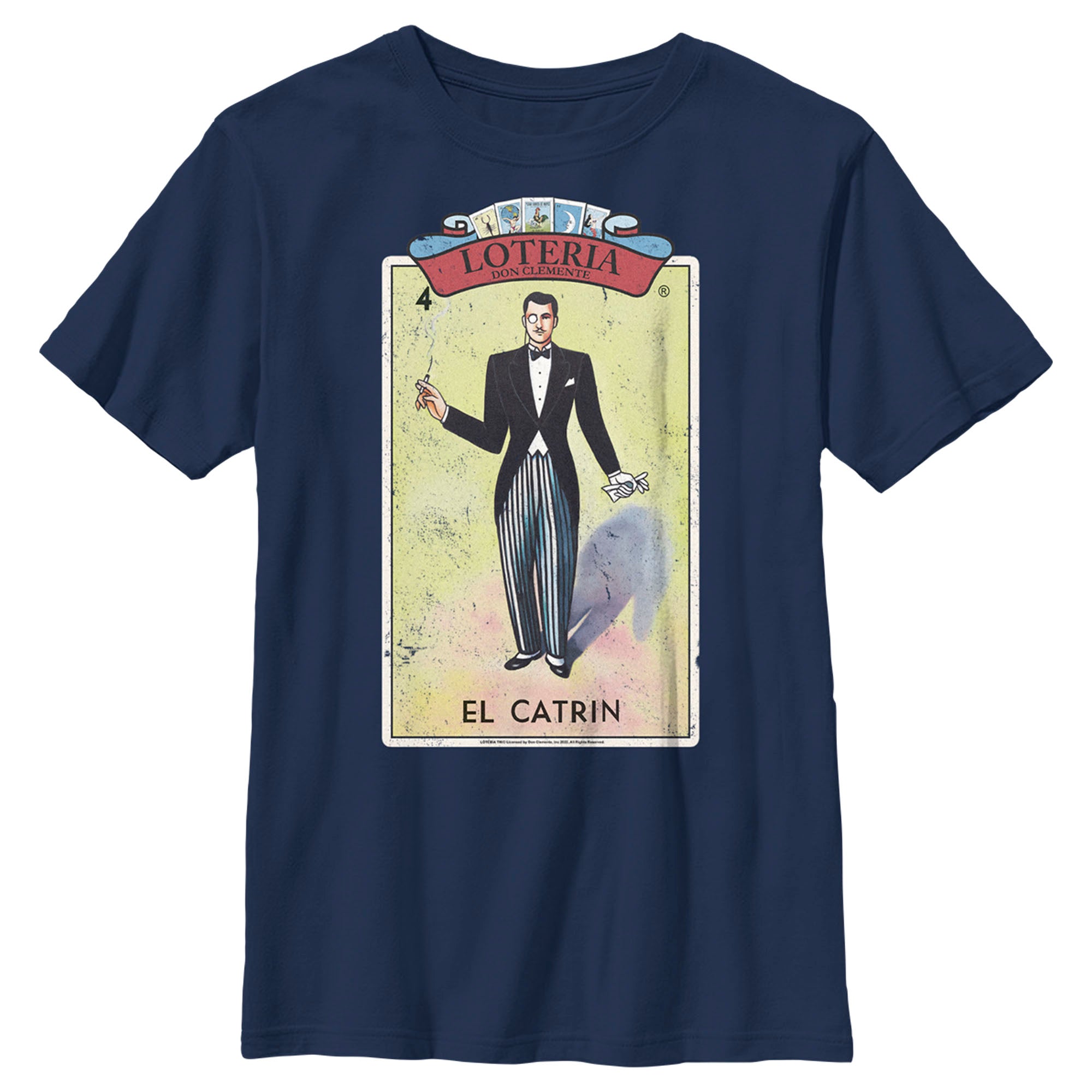 Boy’S Loteria El Catrin Card Number 4 Distressed T-Shirt