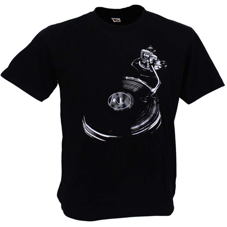 New Turntable Music Vinyl Vintage Graphic Short Sleeve Men T Shirt Tees