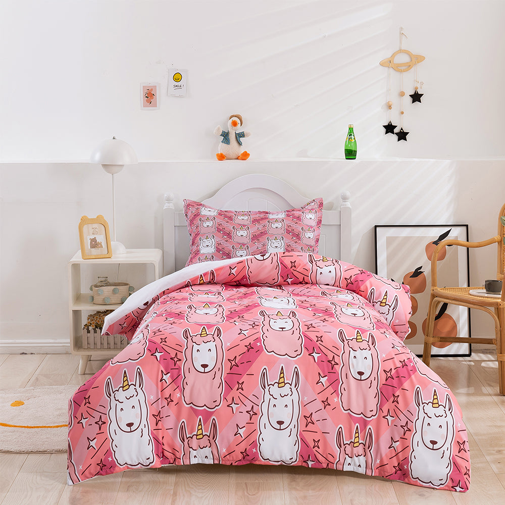 3D Cartoon Animal Sheep Pink Quilt Cover Set Bedding Set Duvet Cover Pillowcases 397