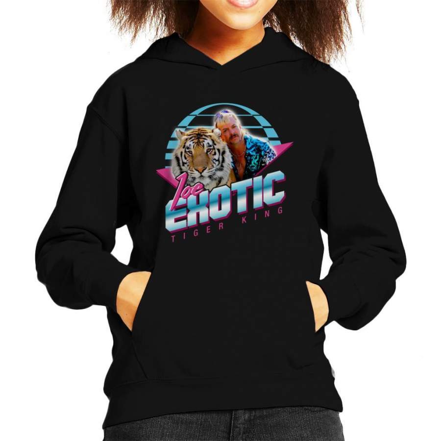 Joe Exotic 80s Retro Tiger King Kid’s Hooded Sweatshirt