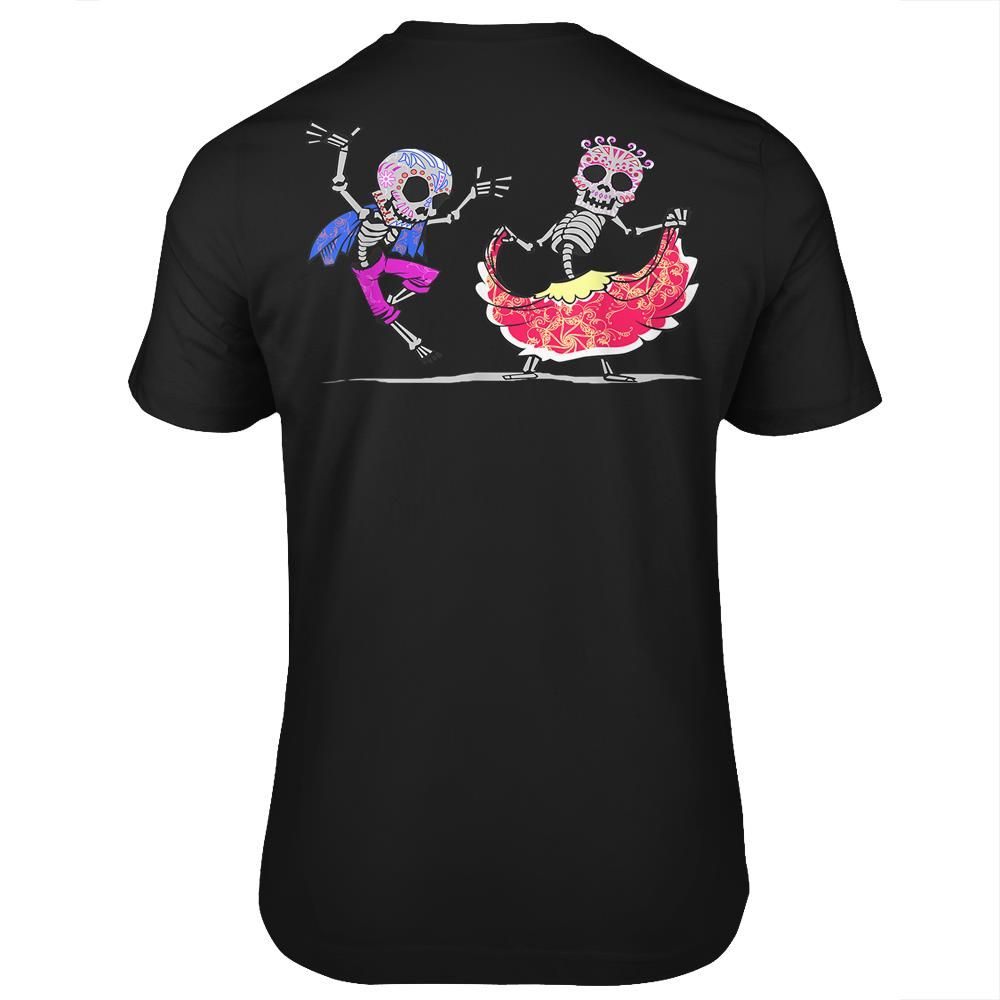 Ballet Folklorico Couples Mexican Dancer Sugar Skull T Shirt- Print on back