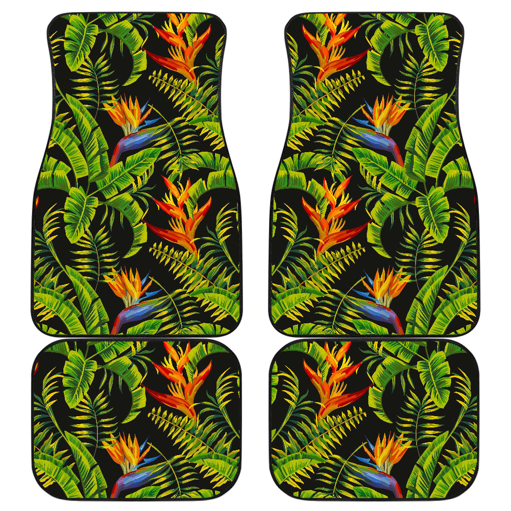 Tropical Summer Pattern Print Front And Back Car Floor Mats, Front Car Mat