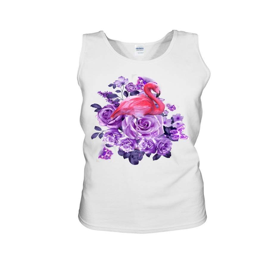 Flamingo Purple Flowers Cute Shirt Unisex Tank Top