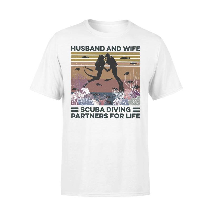 Husband And Wife Scuba Diving Partners For Life Vintage Retro T-shirt