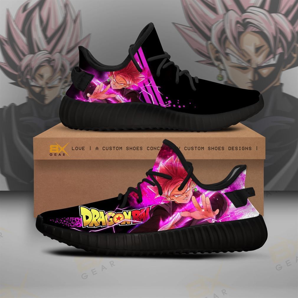 Dragon Ball Yeezy Sneakers Black Goku Super Saiyan Rose Yeezy Sneakers Shoes Black Ideas By buyhomedecor.us - Custom By BuyHomeDecor