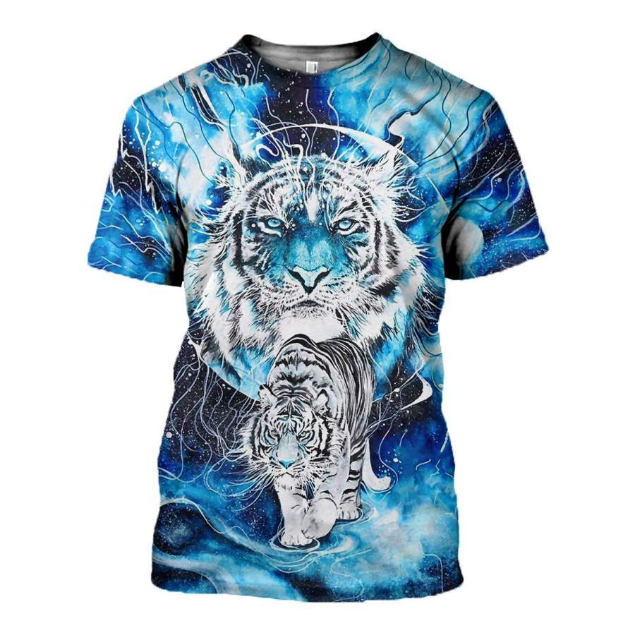 3D All Over Printed White Tiger Shirts And Shorts