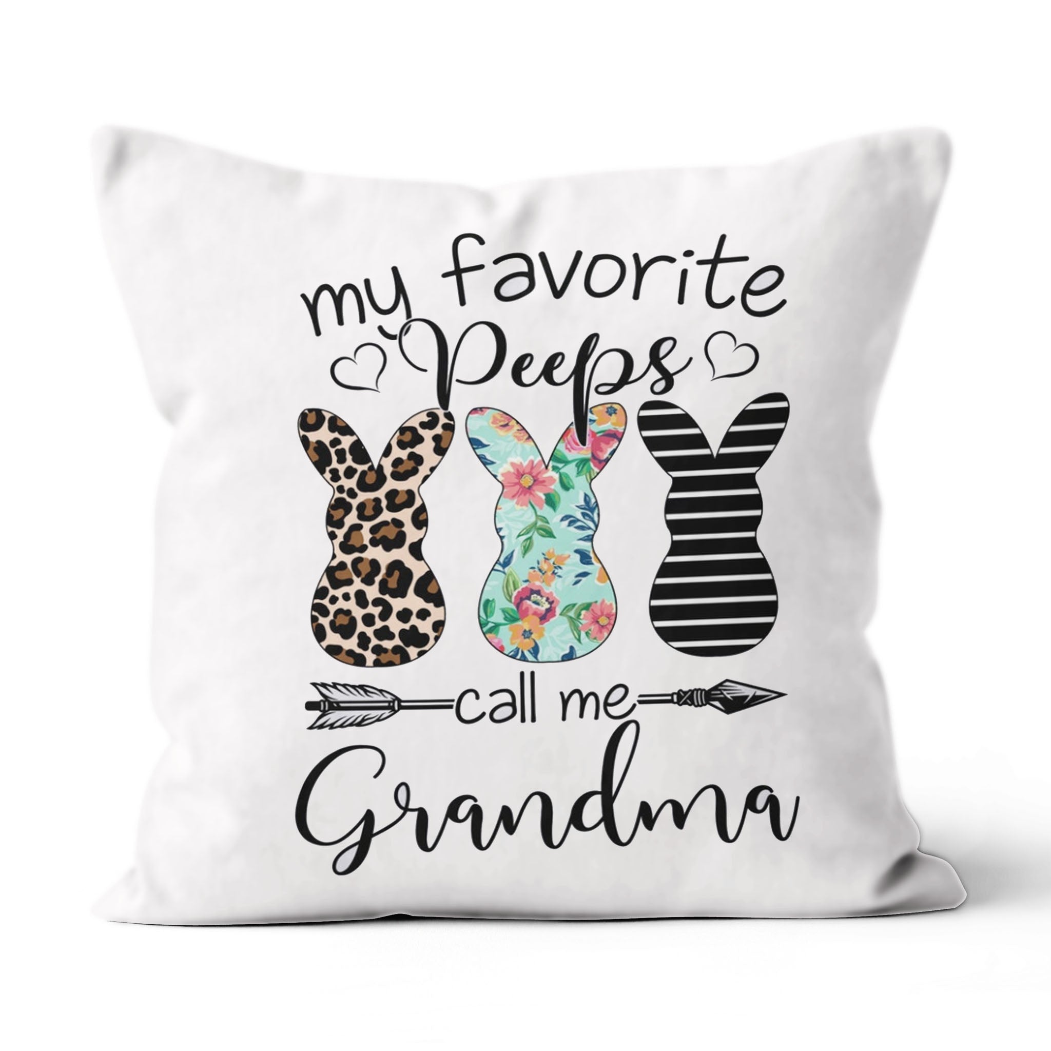 My Favorite Peeps Call Me Grandma Easter Bunny Suede Pillow