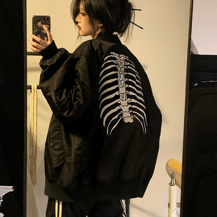 American Fashion Hot-selling Skeleton Printing Anime Men Women Long-sleeved Zipper Hoodie Jacket Loose Streetwear Y2K Pullover alx